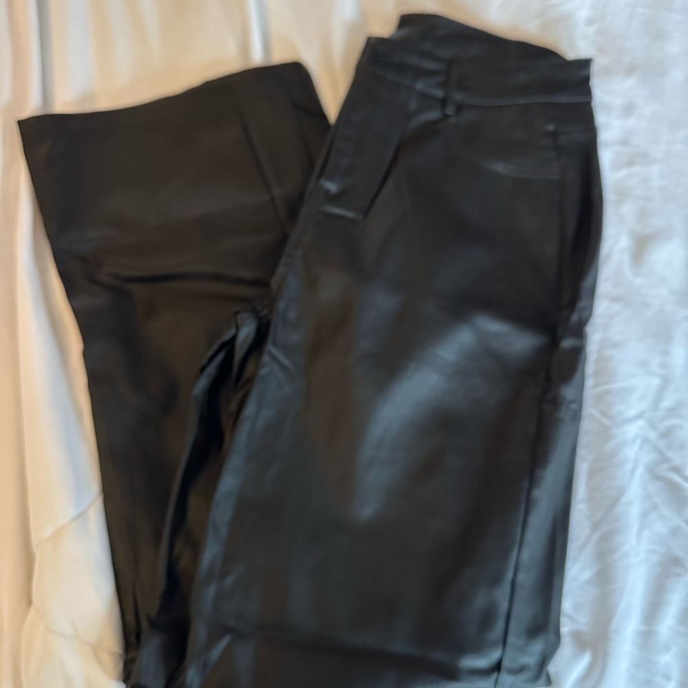 Faux leather black wide leg pants size medium